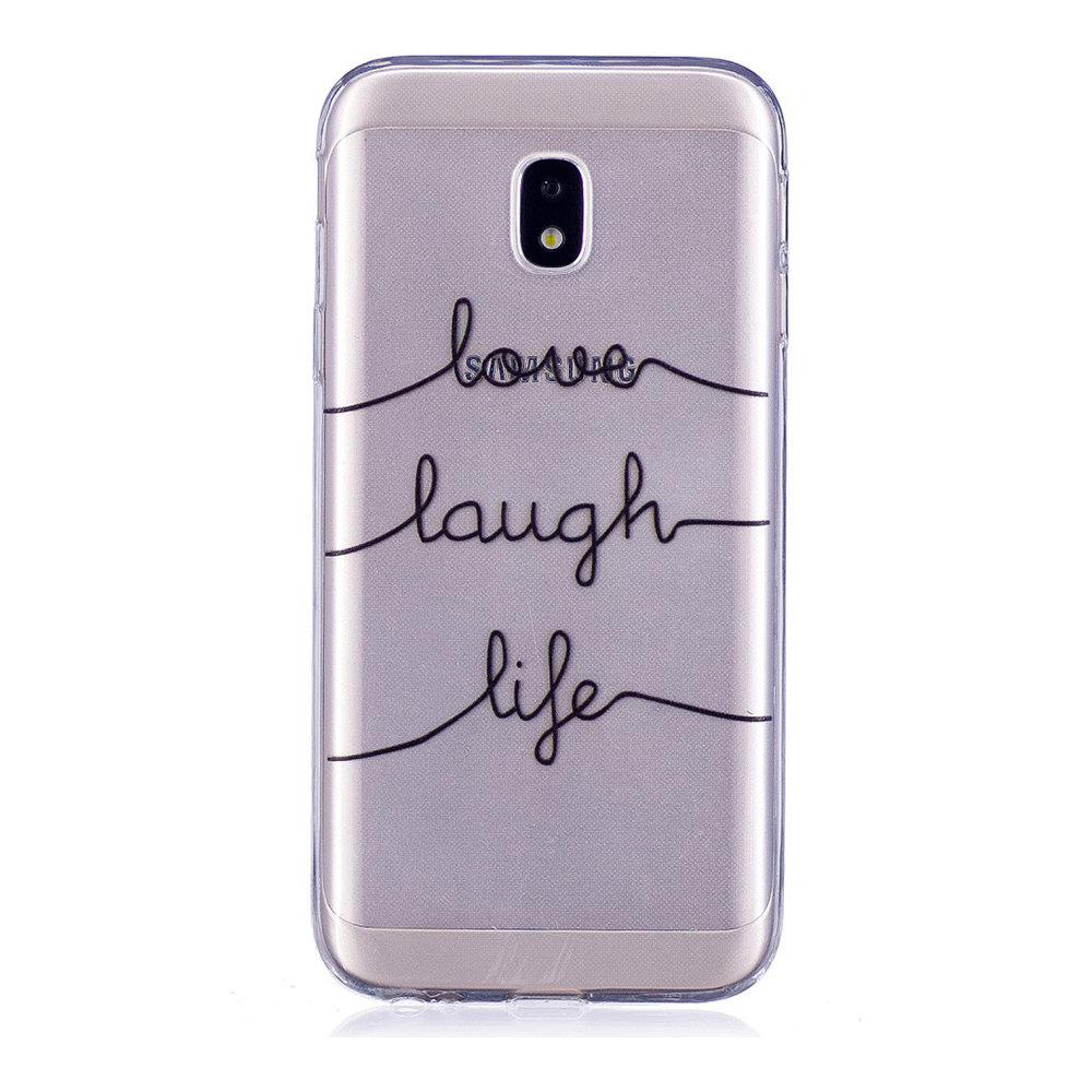 Shop4 - Galaxy J3 (2017) Hoesje - Zachte Back Case Love Laugh Life Transparant | Shop4hoesjes